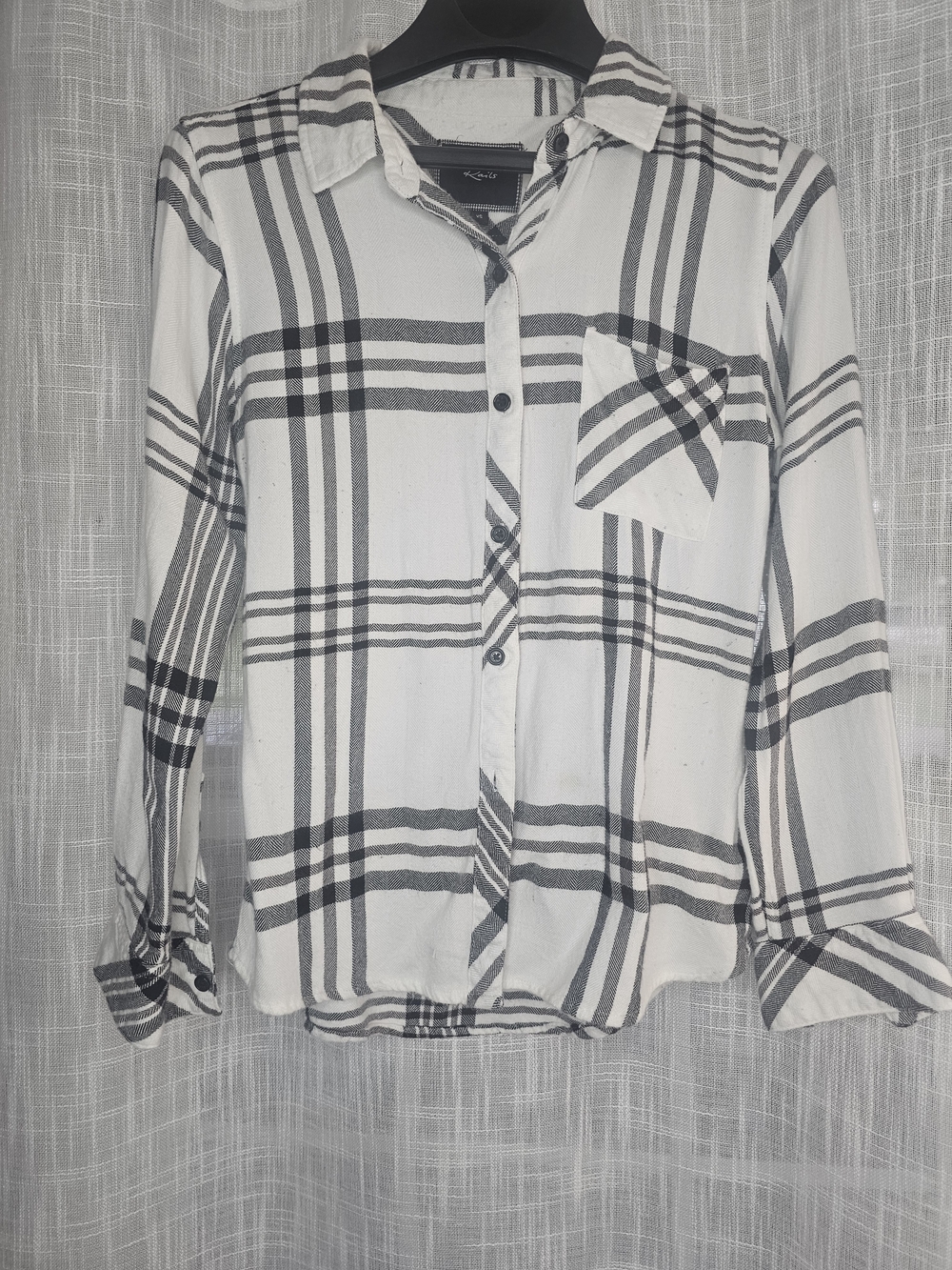 Rails White and Black Plaid Button-Down Shirt